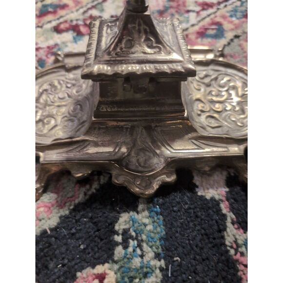 Vintage Ornate Solid Brass Ink Well Made In Japan - Picture 4 of 5